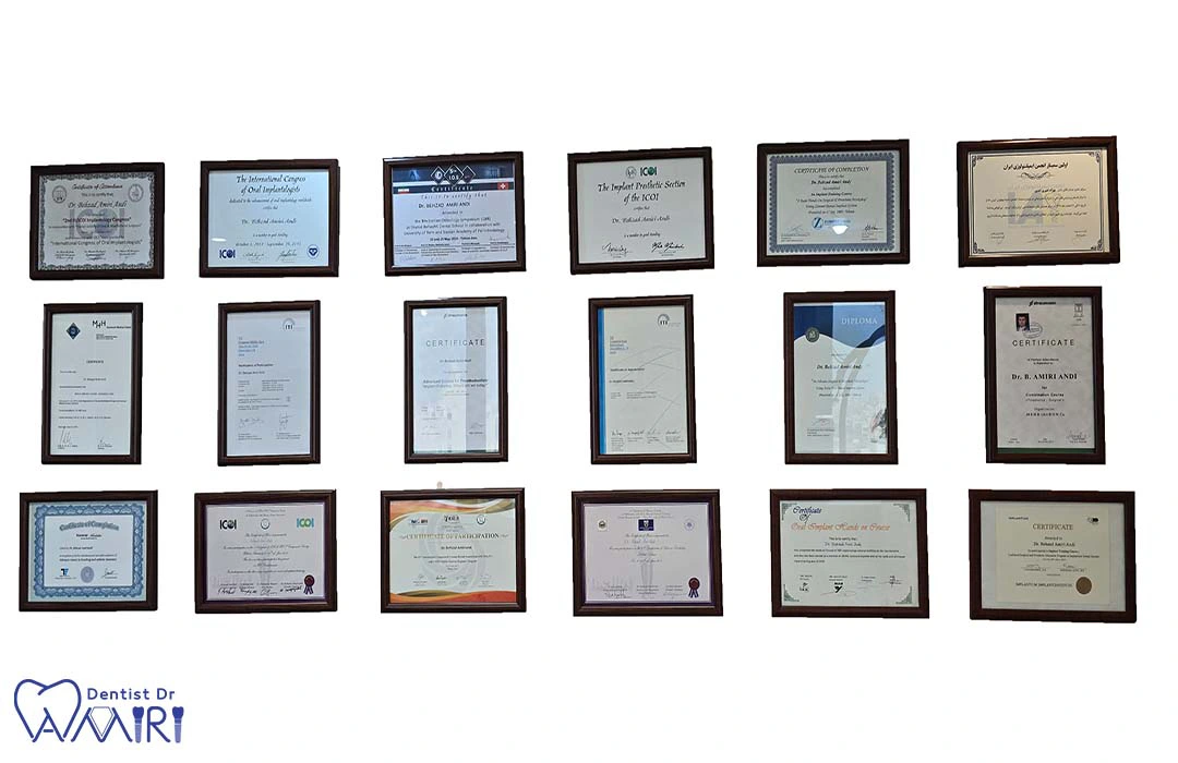 گواهینامه های دندانپزشکی دکتر بهزاد امیری اندی